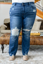 Judy Blue Christine High Contrast Slim Bootcut Destroyed Jeans Womens