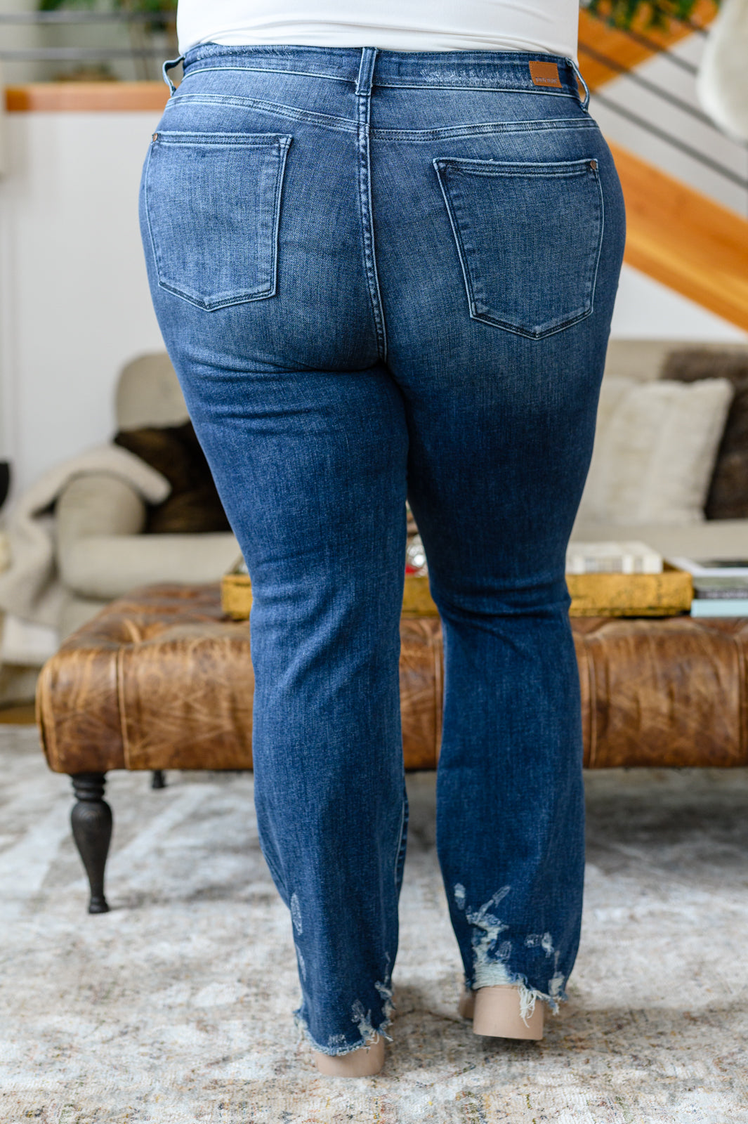 Judy Blue Christine High Contrast Slim Bootcut Destroyed Jeans Womens