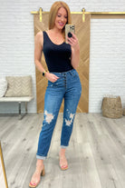 Judy Blue Colt High Rise Button Fly Distressed Boyfriend Jeans Womens