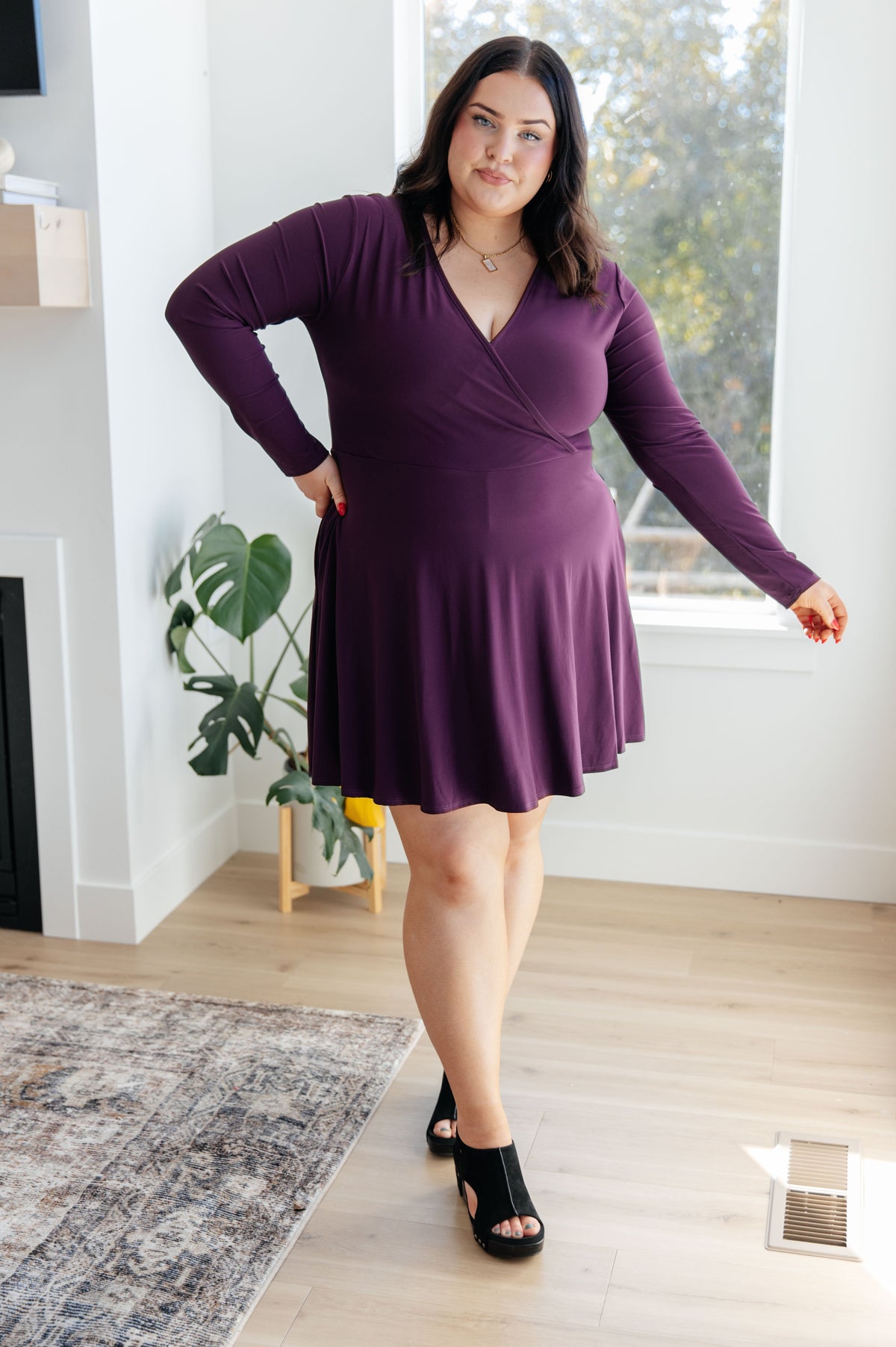 White Birch Solution to Everything Long Sleeve Skort Dress Dresses