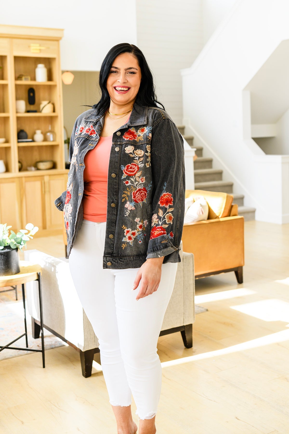 Andree By Unit Lovely Visions Flower Embroidered Jacket Womens
